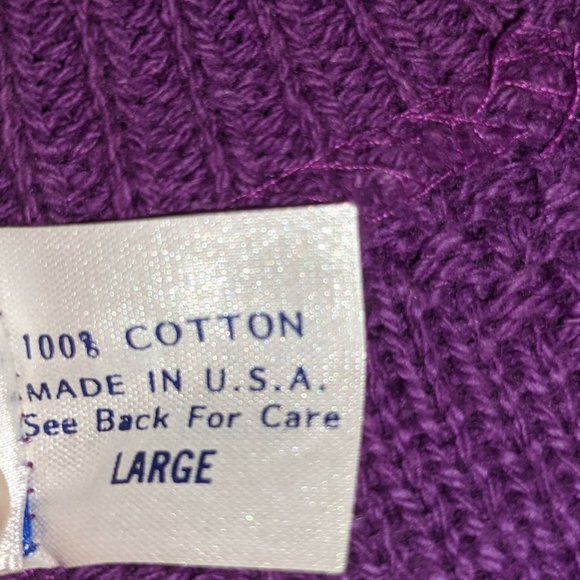 VTG American Crew Club Sweater - Purple with Pattern - Made in USA - 100% Cotton - Picture 11 of 11